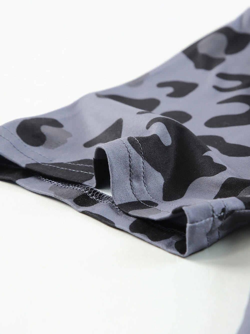 Gray Leopard Tie Dye V-Neck Casual Top