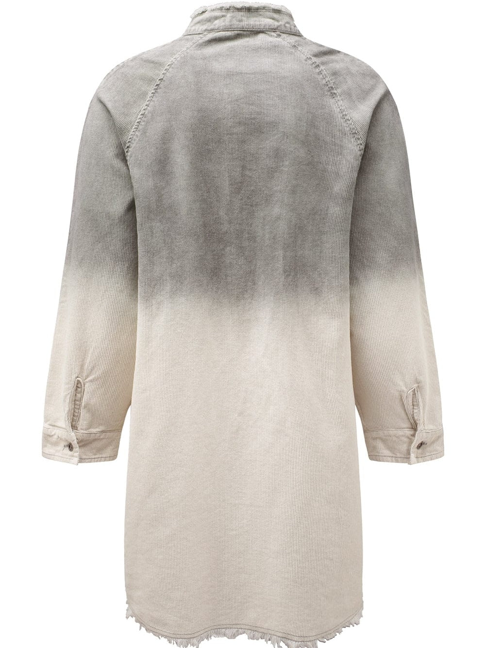 Gray Ombre Long Sleeve Distressed Denim Shirt Dress