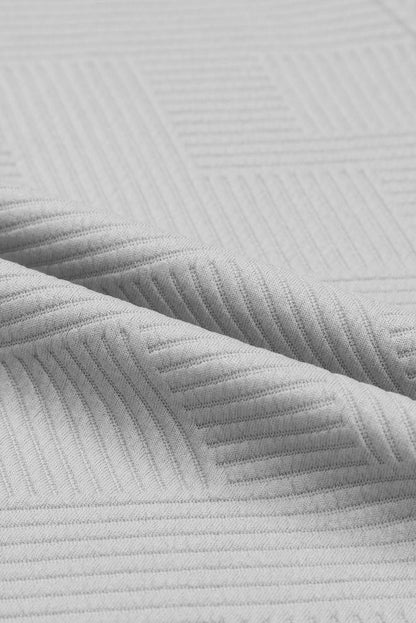 Gray Ribbed Casual Two-Piece Pant Set with Drawstring Waist