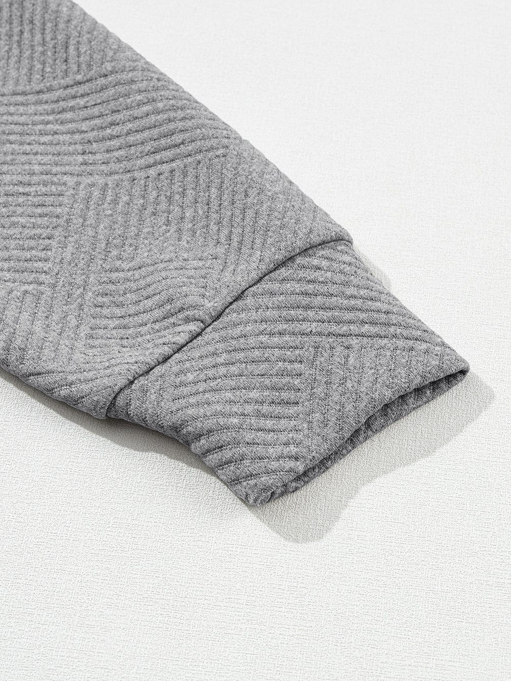 Gray Ribbed Hooded Mini Dress with Kangaroo Pocket