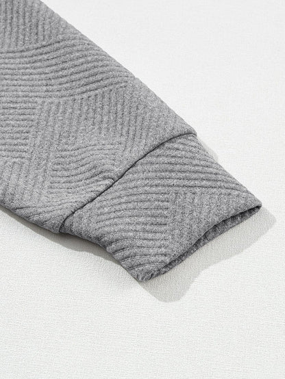 Gray Ribbed Hooded Mini Dress with Kangaroo Pocket