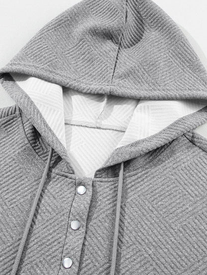 Gray Ribbed Hooded Mini Dress with Kangaroo Pocket