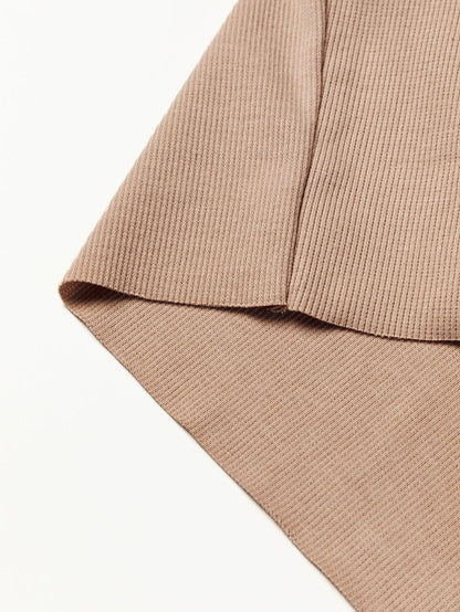 Gray Ribbed Knit Off-Shoulder Sweater Dress with Balloon Sleeves