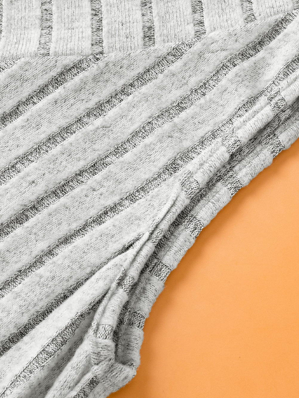 Gray Ribbed V-Neck Tank Top with Wide Texture