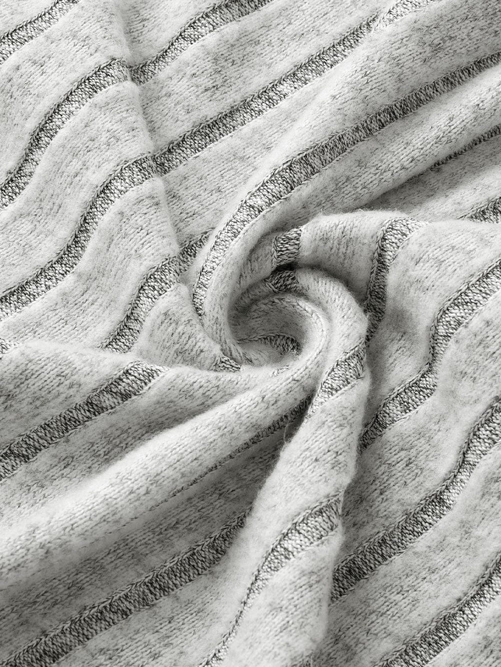 Gray Ribbed V-Neck Tank Top with Wide Texture