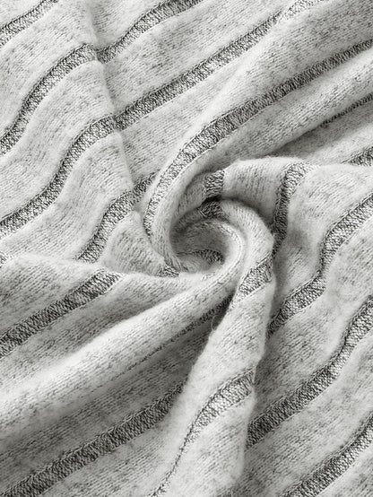 Gray Ribbed V-Neck Tank Top with Wide Texture