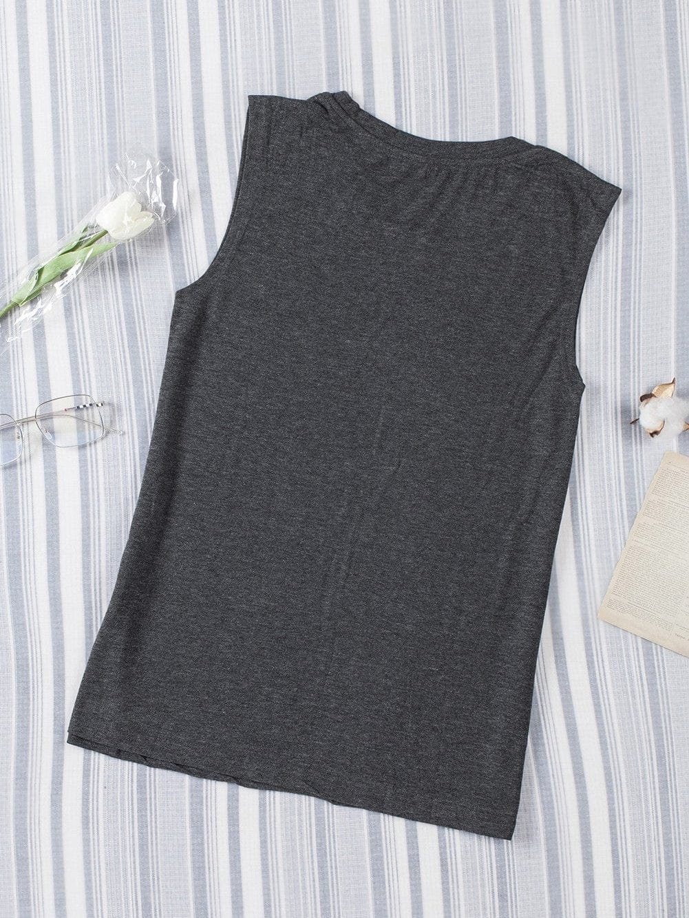 Gray Sleeveless Loose Fit Tank Top