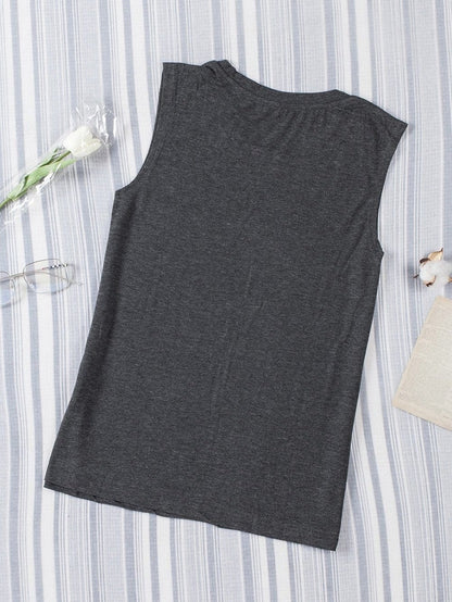 Gray Sleeveless Loose Fit Tank Top