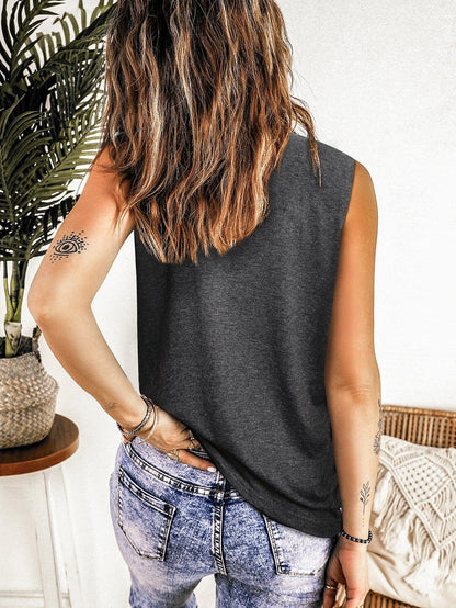 Gray Sleeveless Loose Fit Tank Top