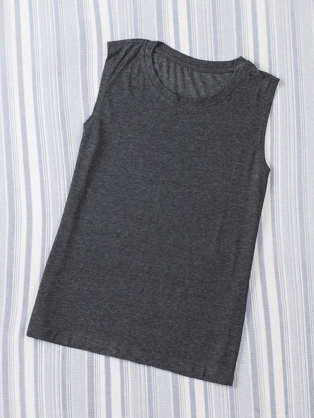 Gray Sleeveless Loose Fit Tank Top