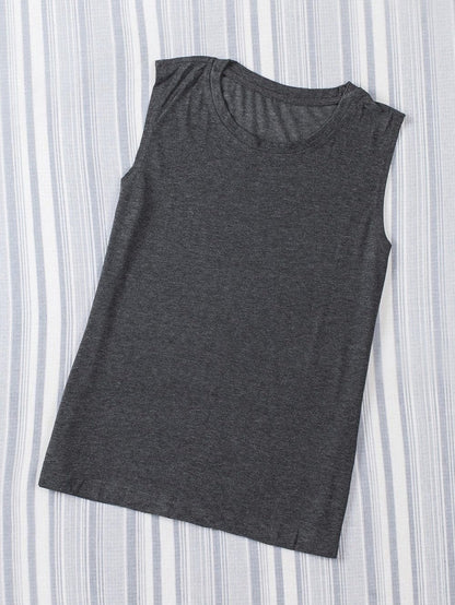 Gray Sleeveless Loose Fit Tank Top