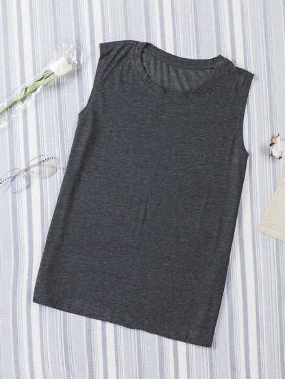 Gray Sleeveless Loose Fit Tank Top