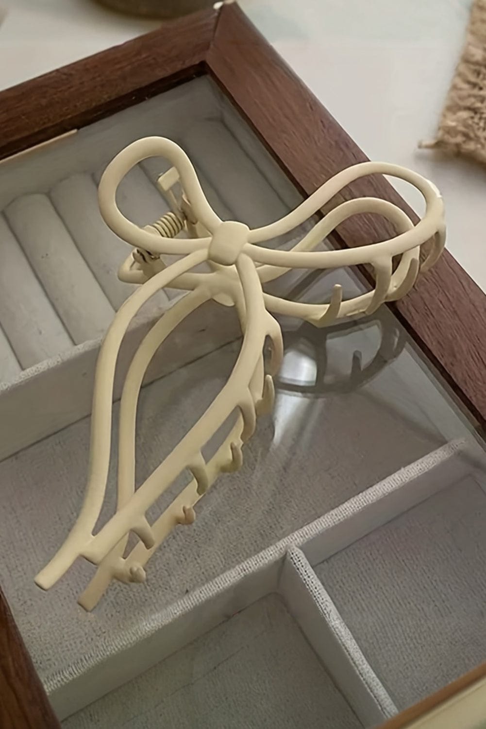 Gray Smoke Bowknot Hair Claw with Long Tail