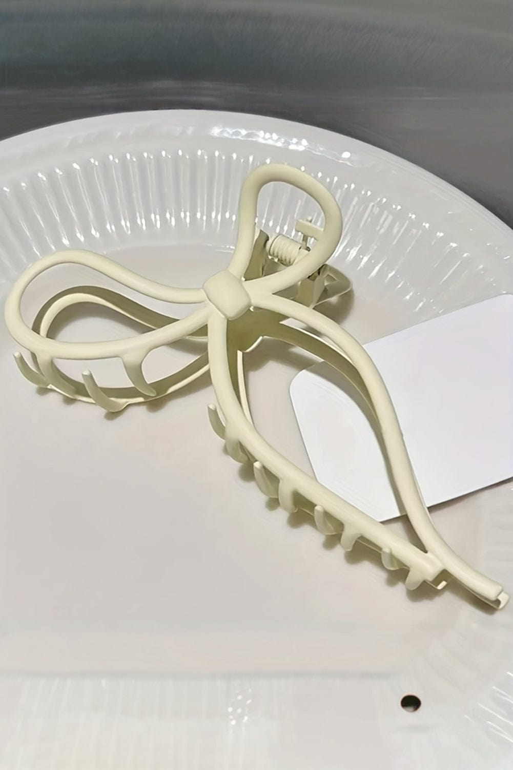 Gray Smoke Bowknot Hair Claw with Long Tail