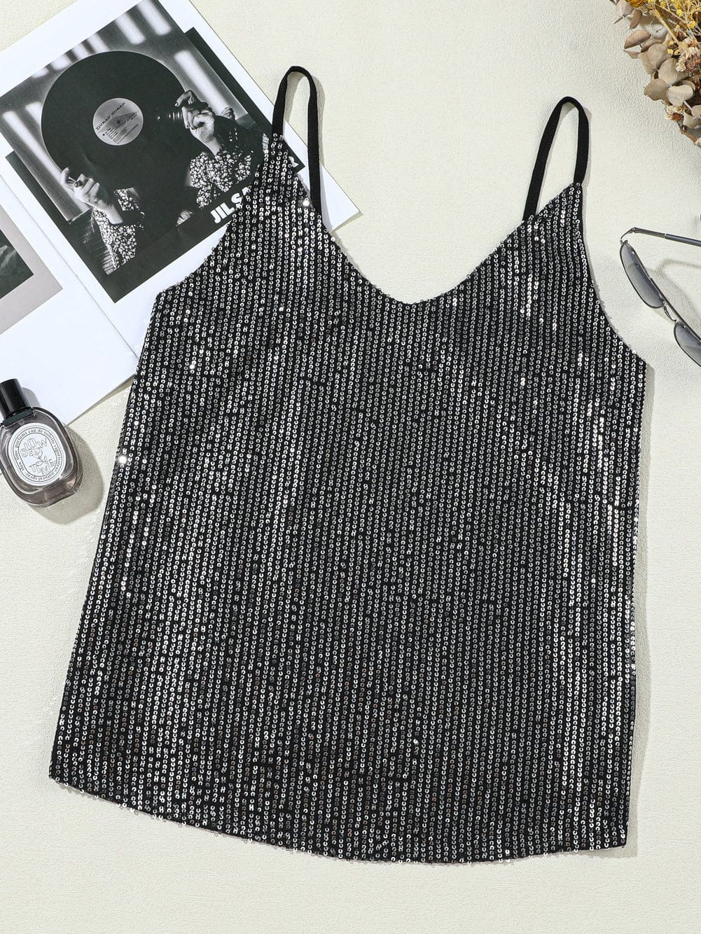 Gray Sparkling Sequin Tank Top
