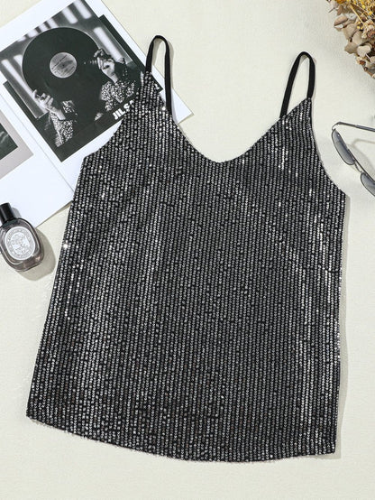 Gray Sparkling Sequin Tank Top