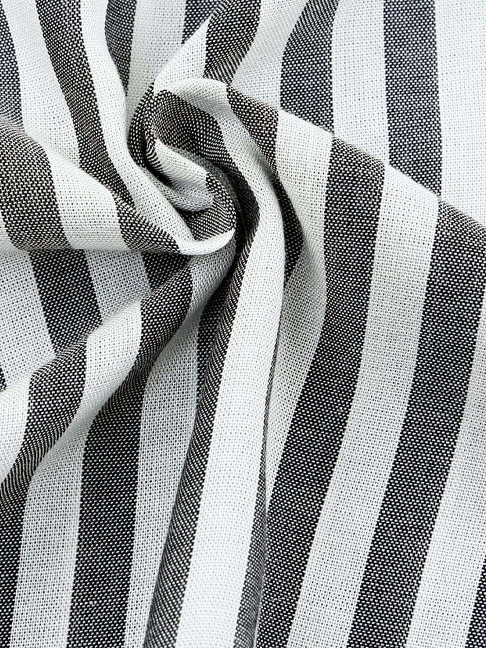 Gray Striped Kimono Sleeve Romper with Tie Front and Pockets