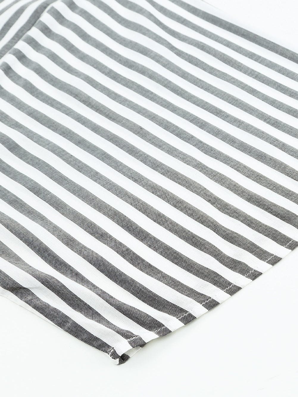 Gray Striped Kimono Sleeve Romper with Tie Front and Pockets