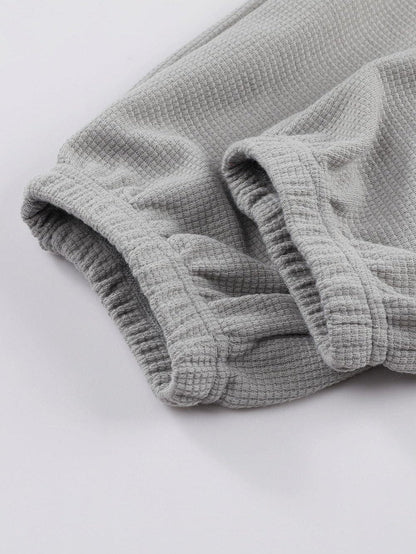 Gray Waffle Texture Cargo Pocket Jogger Pants