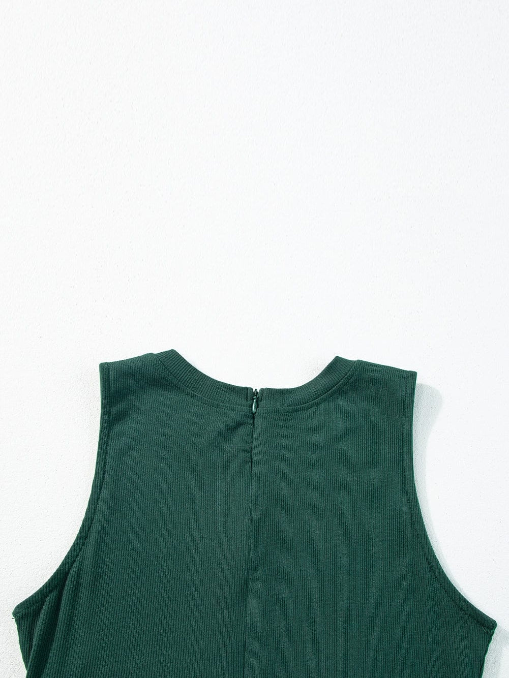 Green A-Line Cinched Waist Sleeveless Jumpsuit with Wide Leg
