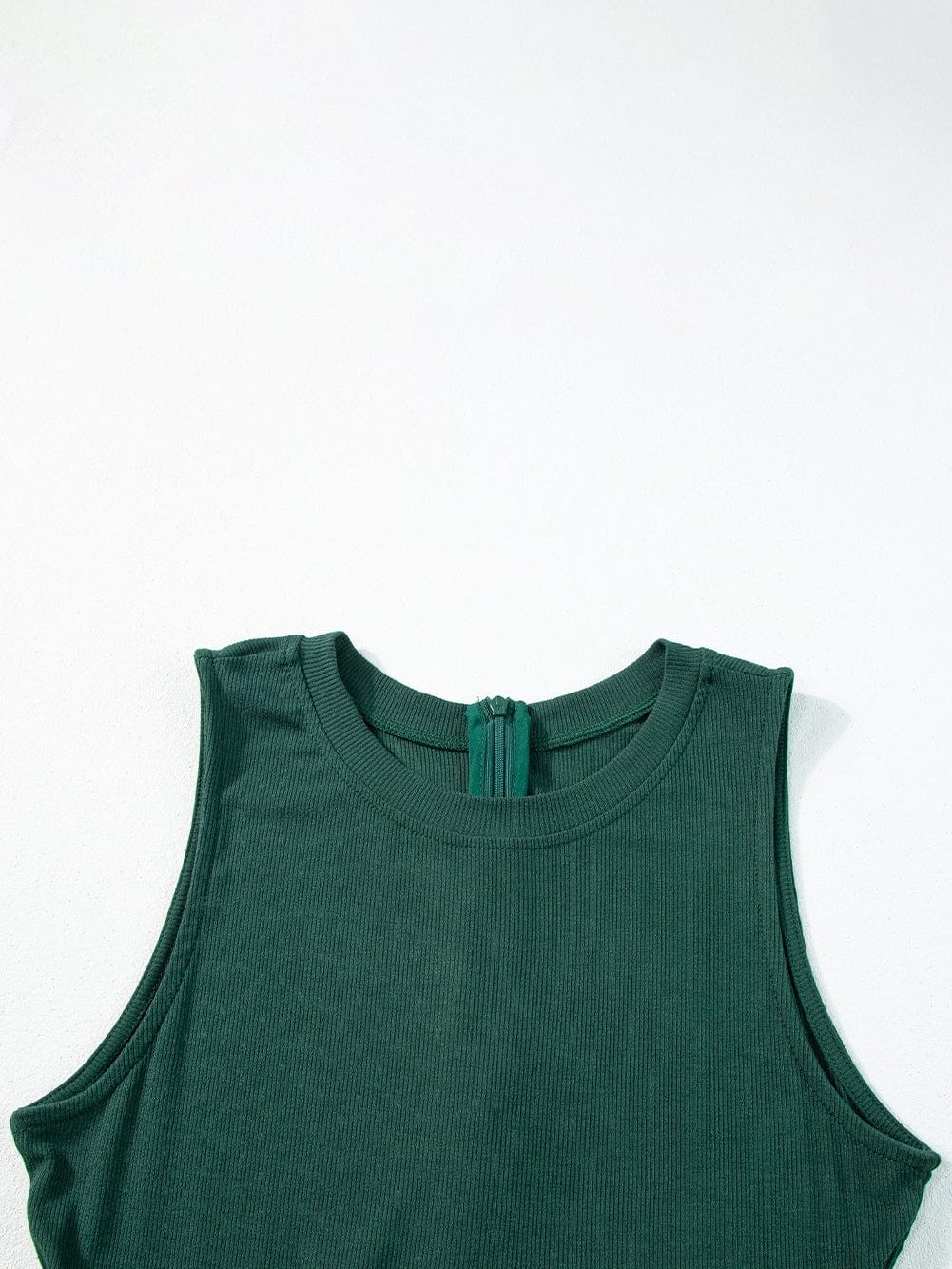 Green A-Line Cinched Waist Sleeveless Jumpsuit with Wide Leg