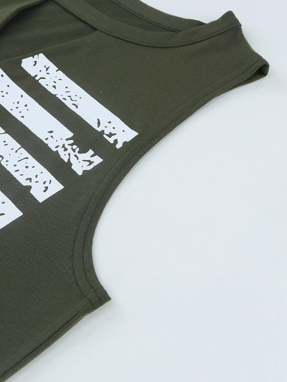 Green American Flag Cutout Tank Top with Keyhole Neckline