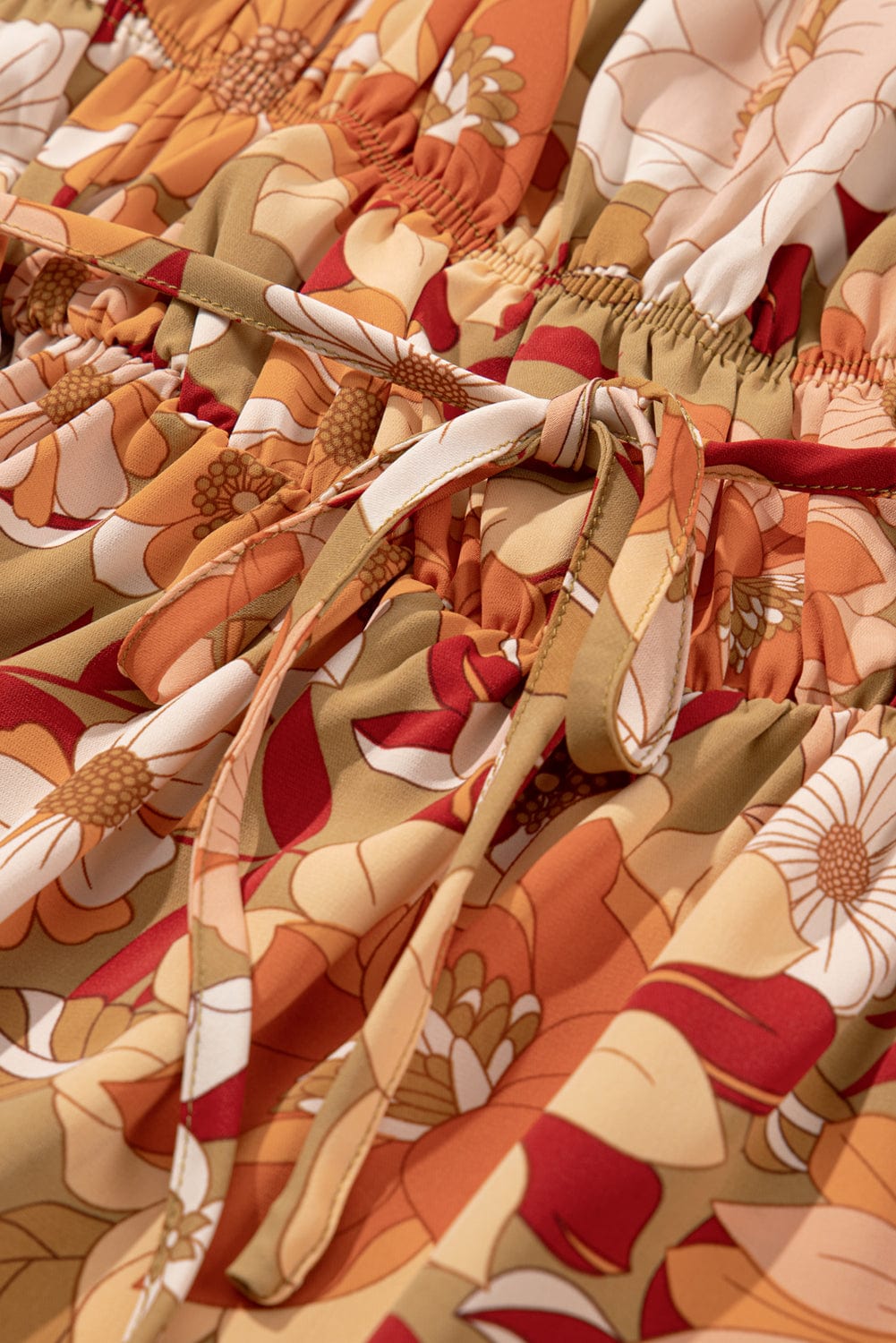 Green Blossom Flared Waistline Floral Mini Dress