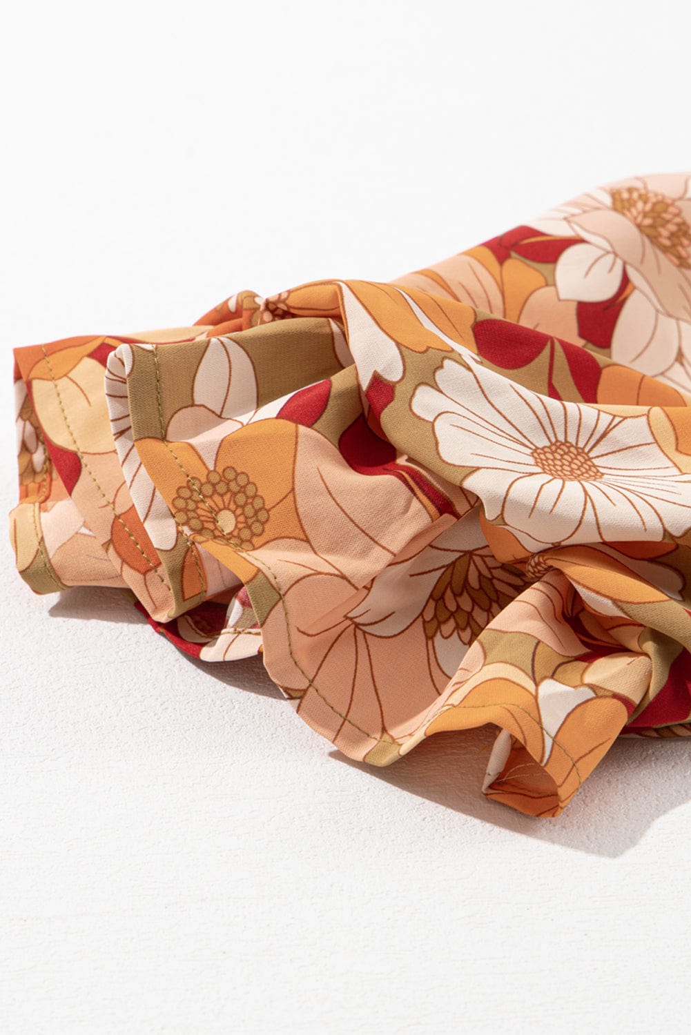 Green Blossom Flared Waistline Floral Mini Dress