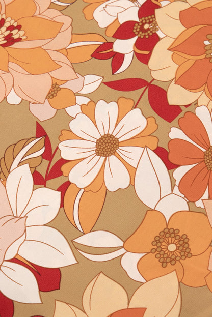 Green Blossom Flared Waistline Floral Mini Dress