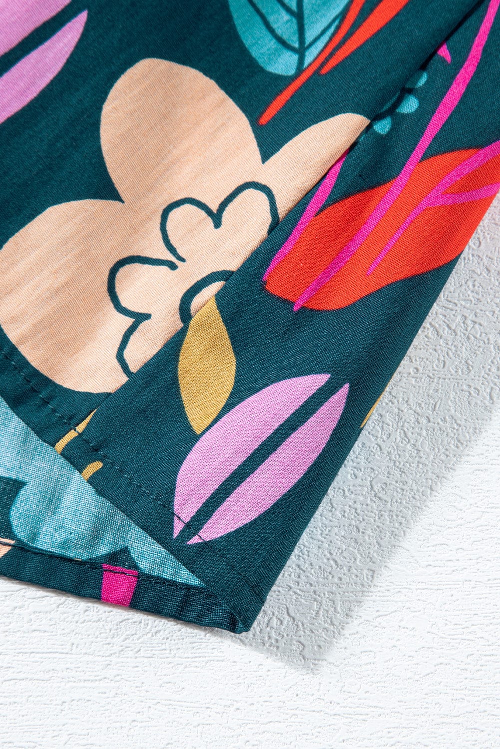 Green Blossom Tie-Up V-Neck Puff Sleeve Blouse