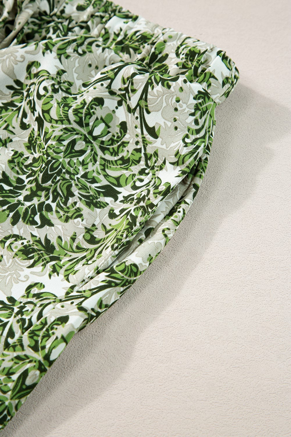 Green Bohemian Floral Print Two-Piece Short Set