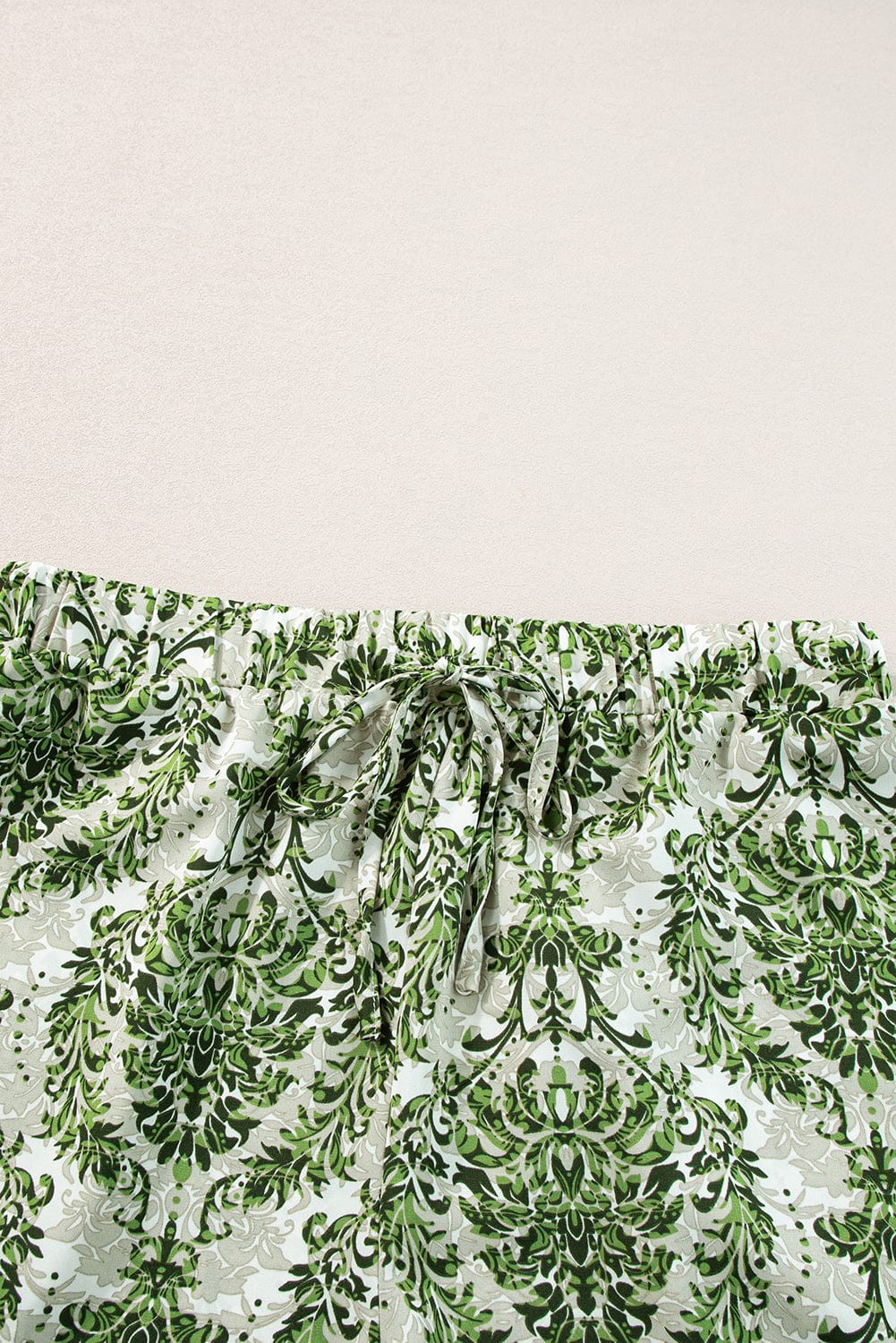 Green Bohemian Floral Print Two-Piece Short Set