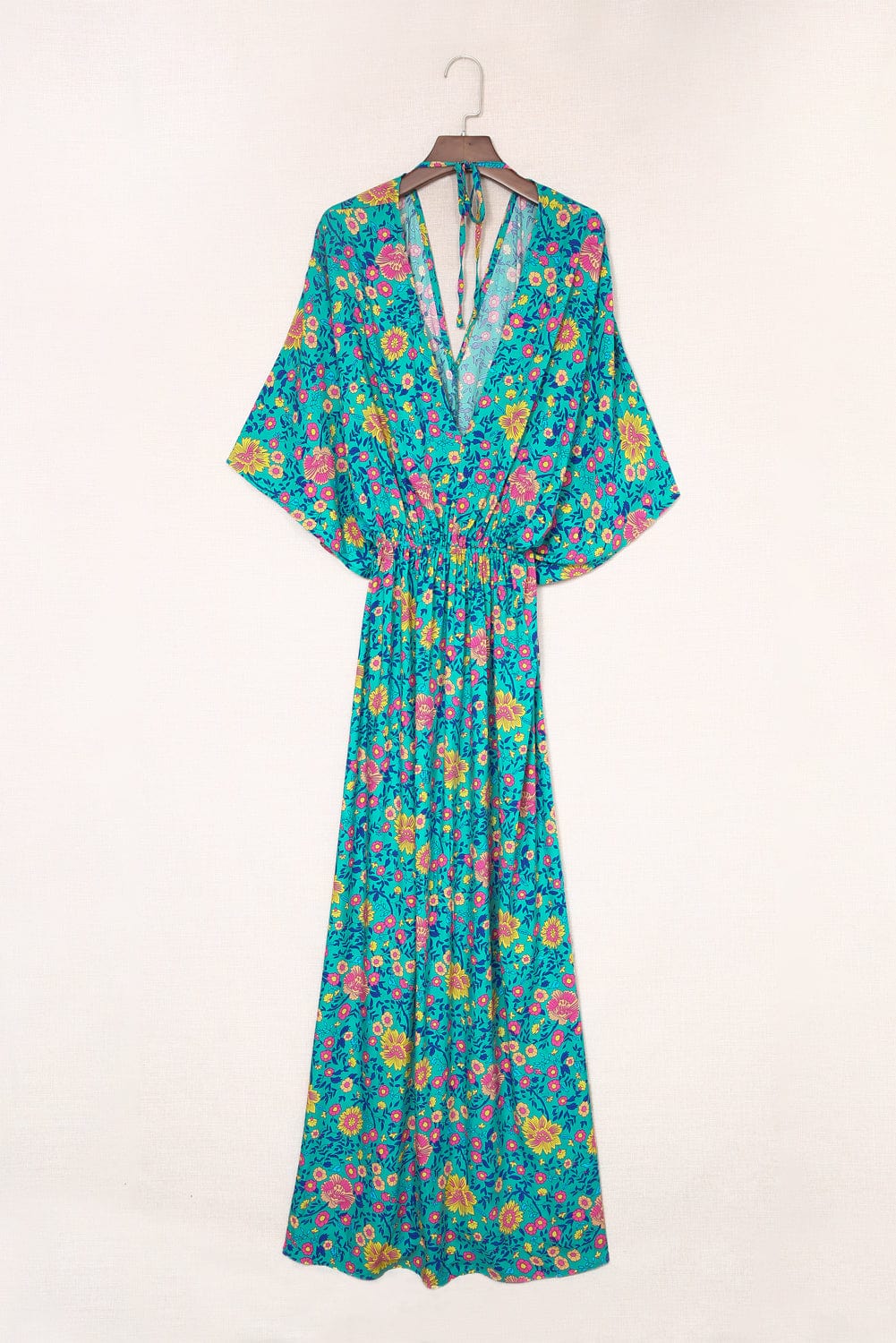 Green Boho Princess Floral Maxi Dress
