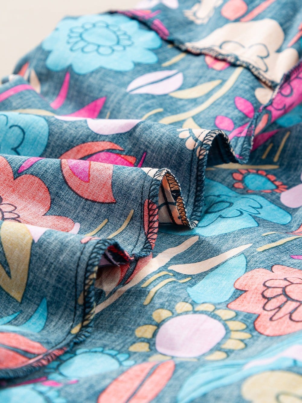 Green Botanical Print Puffed Sleeves Tiered Hem Mini Dress