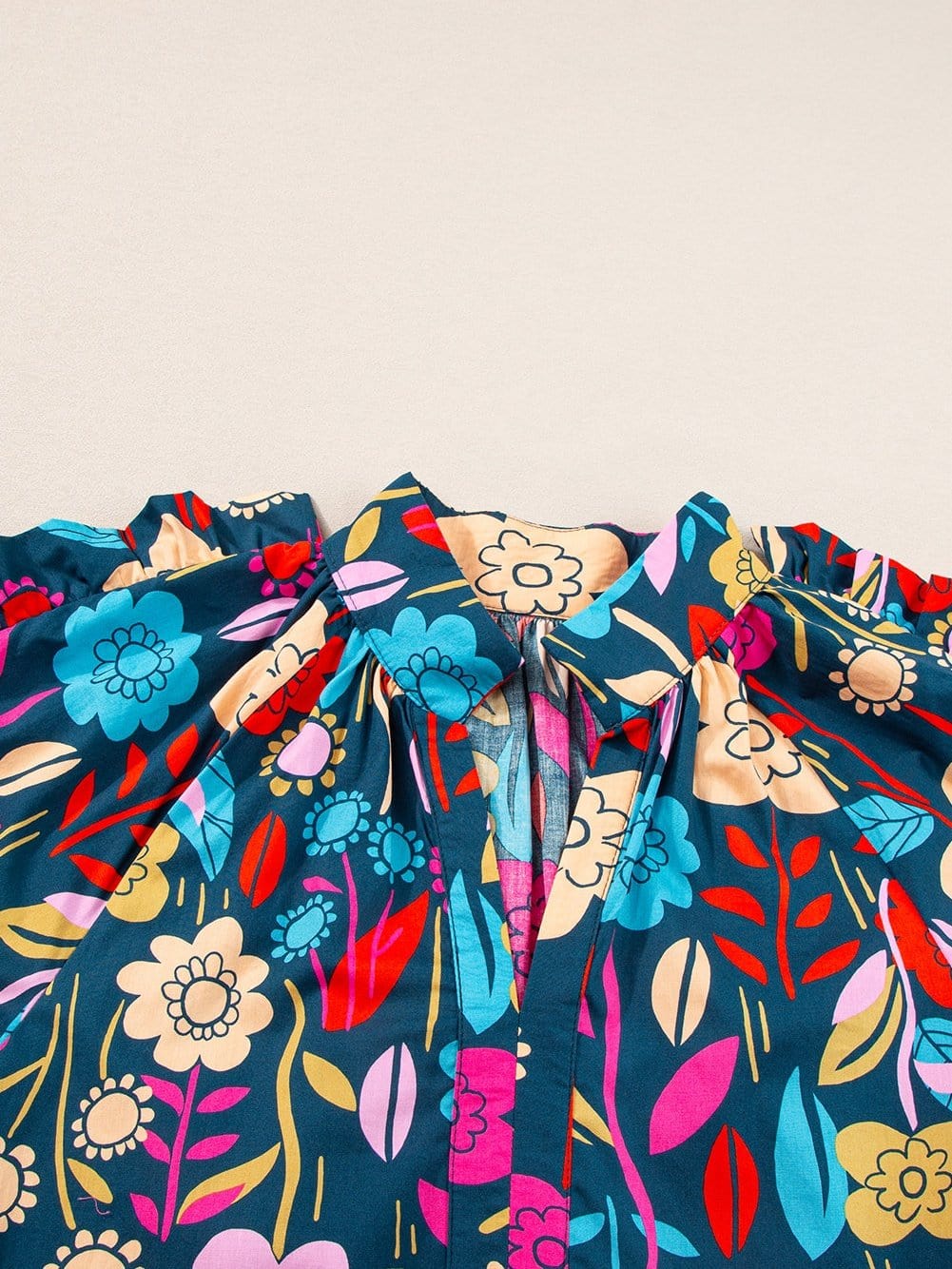 Green Botanical Print Puffed Sleeves Tiered Hem Mini Dress