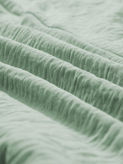 Green Button-Up Collared Romper with Pockets