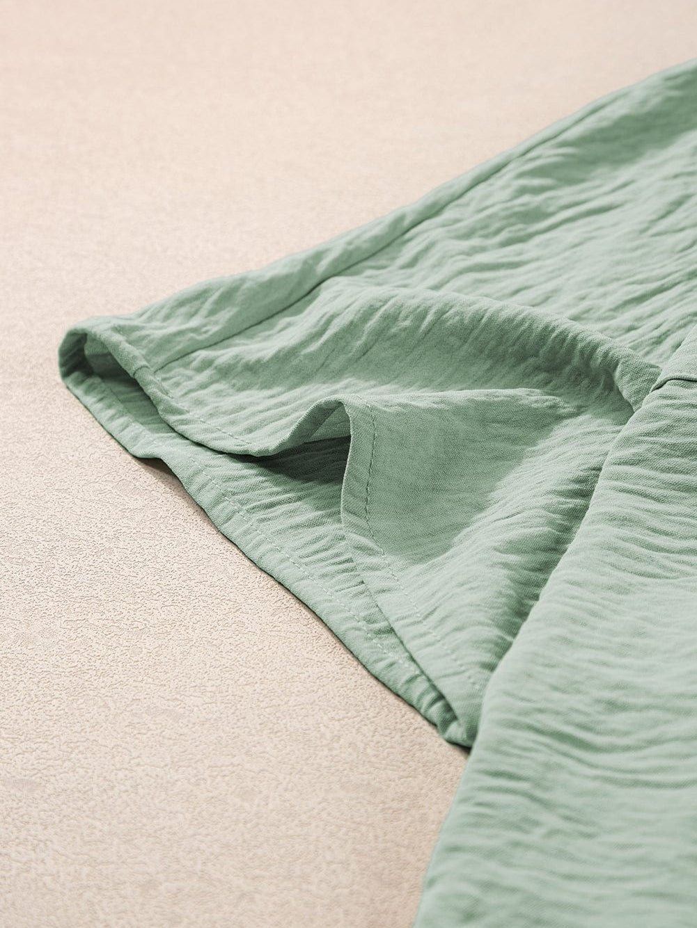 Green Button-Up Collared Romper with Pockets