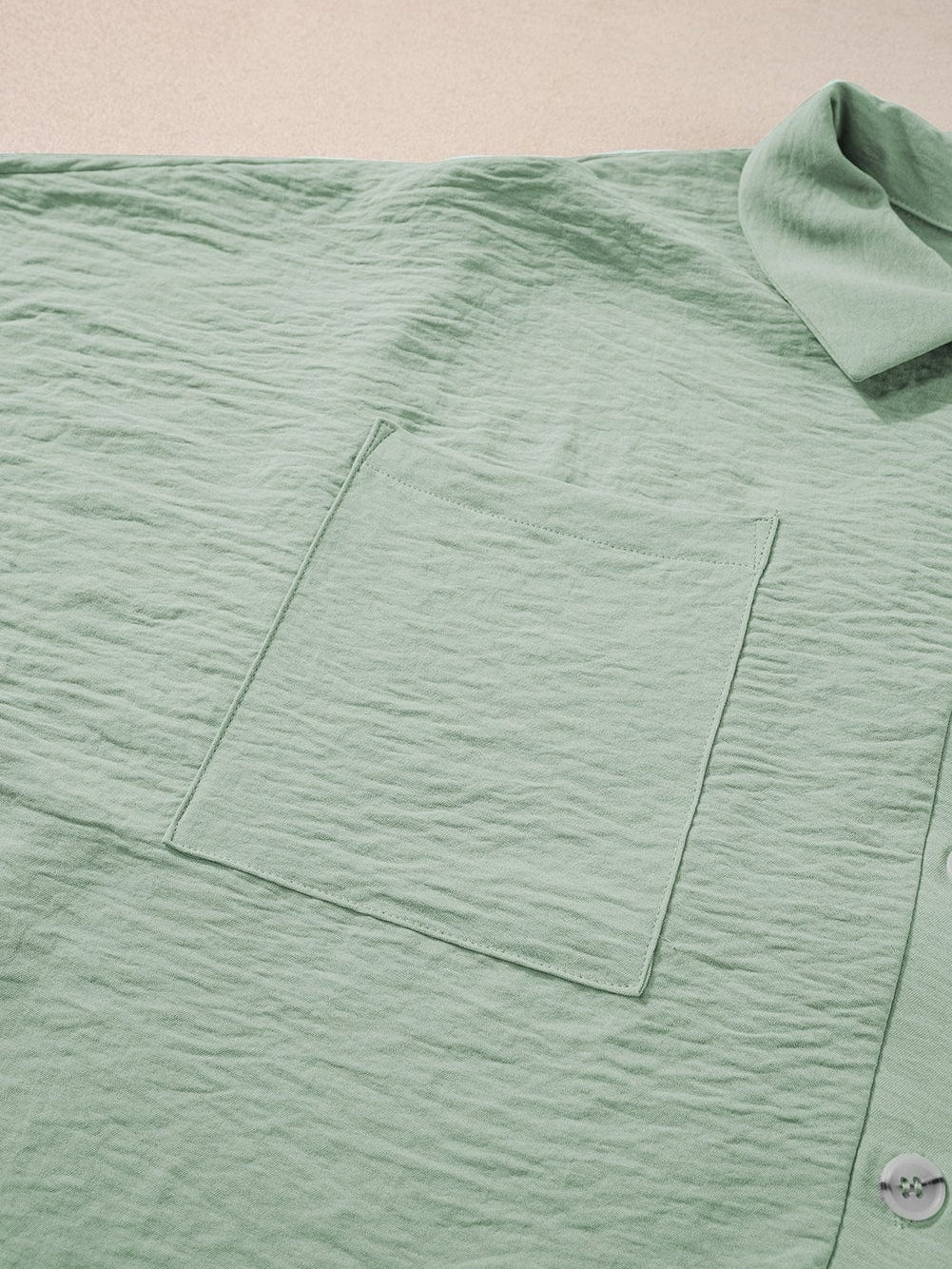 Green Button-Up Collared Romper with Pockets