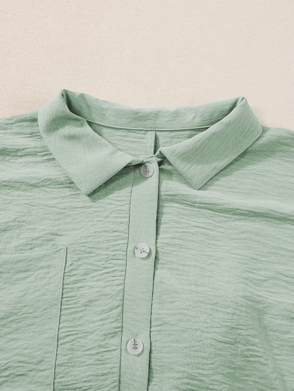 Green Button-Up Collared Romper with Pockets