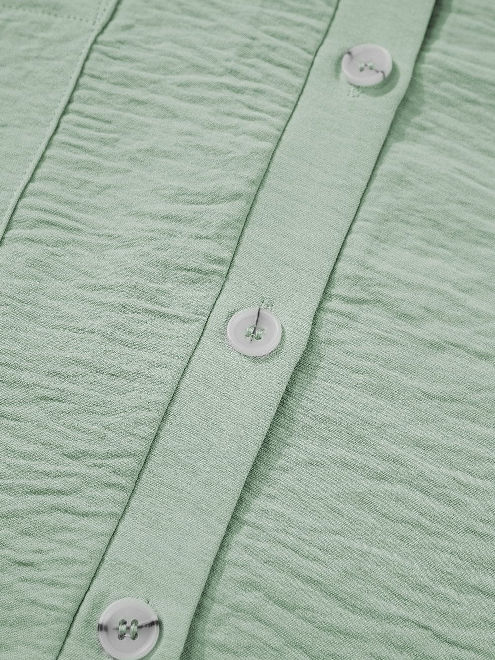 Green Button-Up Collared Romper with Pockets