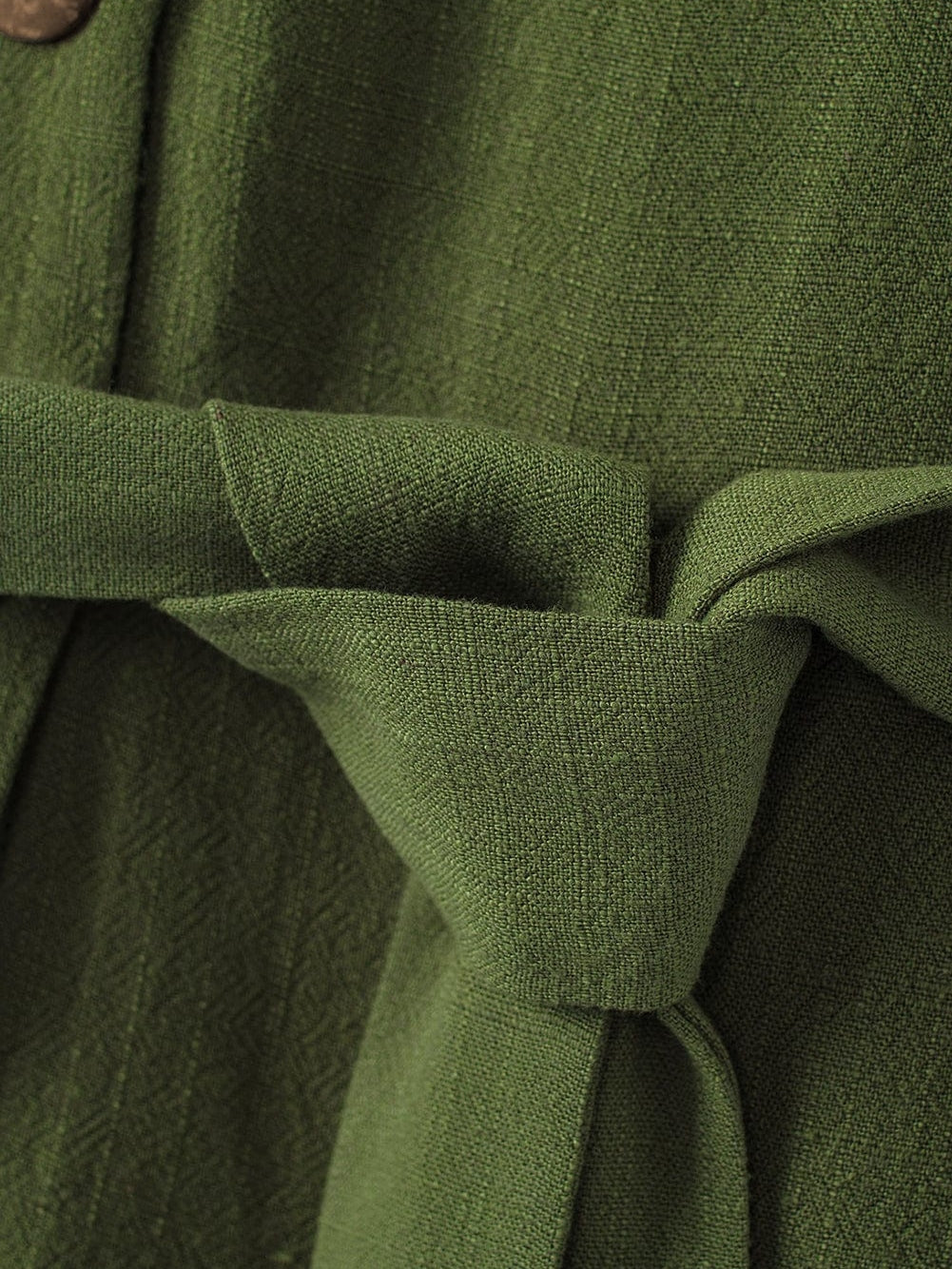 Green Button V Neck Romper with Belt