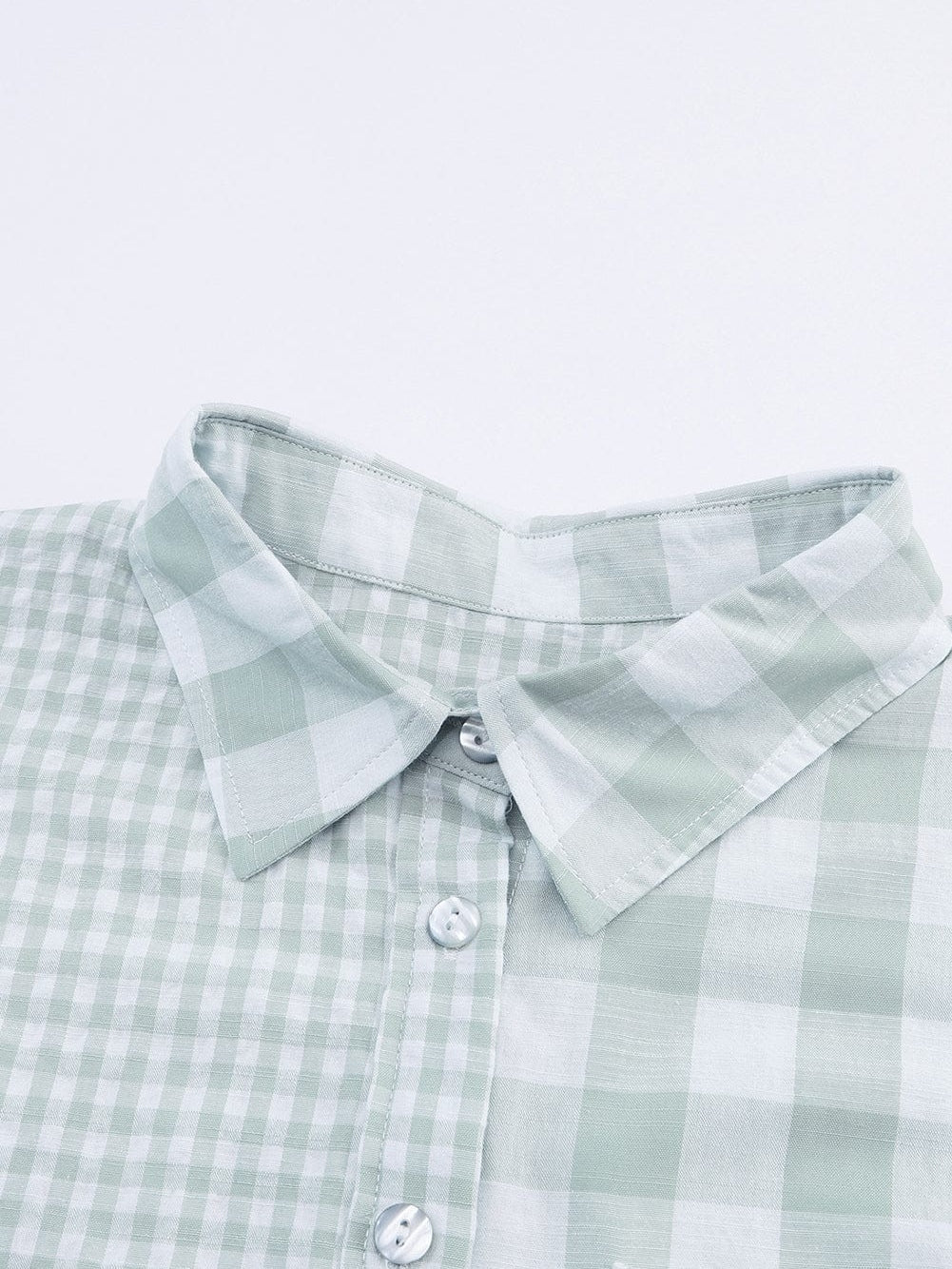 Green Checkered Patchwork Plaid Shacket with Long Sleeves