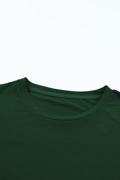 Green Chic Round Neck Casual Tee