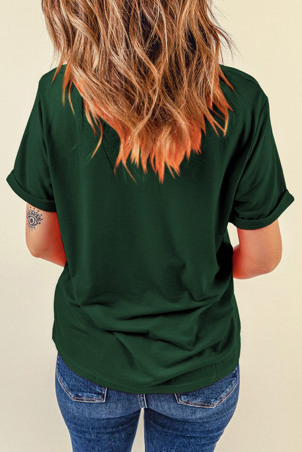 Green Chic Round Neck Casual Tee