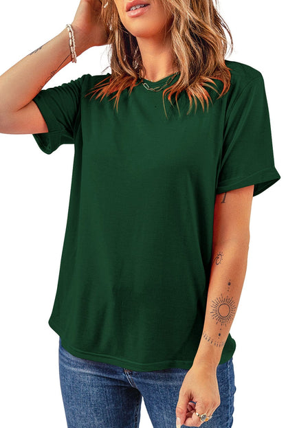 Green Chic Round Neck Casual Tee