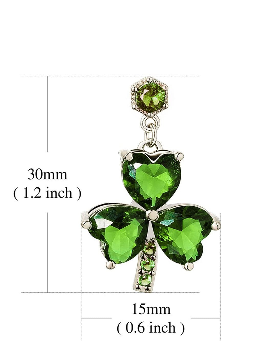 Green Clover Diamond Drop Earrings with Sparkling Studs