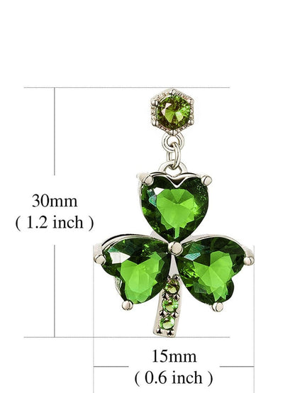 Green Clover Diamond Drop Earrings with Sparkling Studs