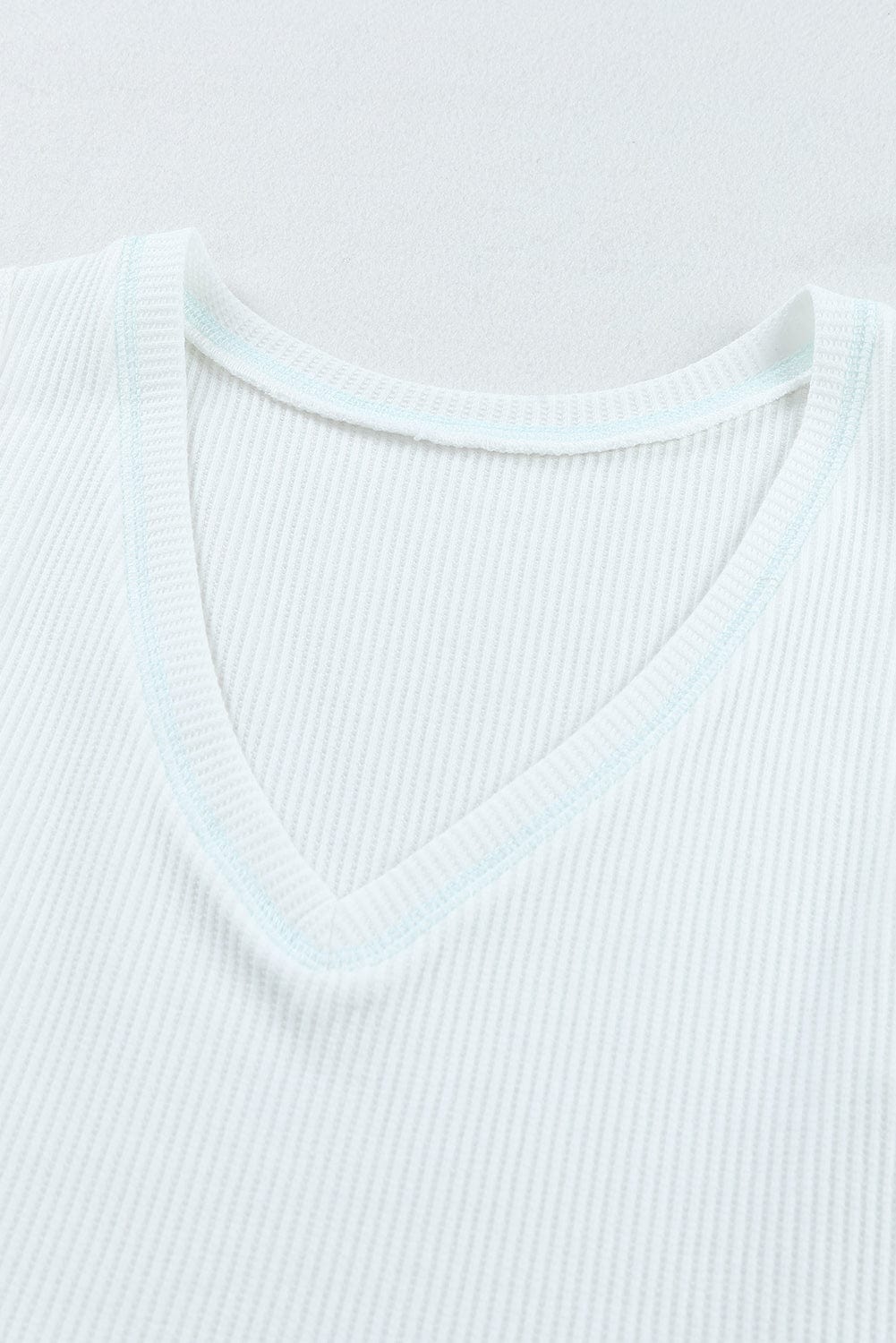 Green Color Block Ruffle Trim V Neck Tank Top