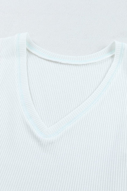 Green Color Block Ruffle Trim V Neck Tank Top