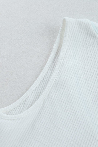 Green Color Block Ruffle Trim V Neck Tank Top